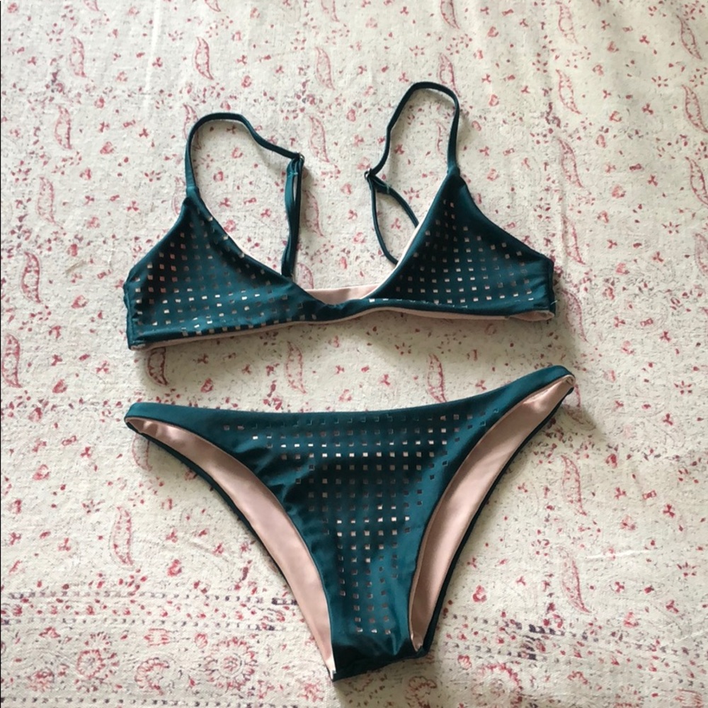 Green and pink bikini